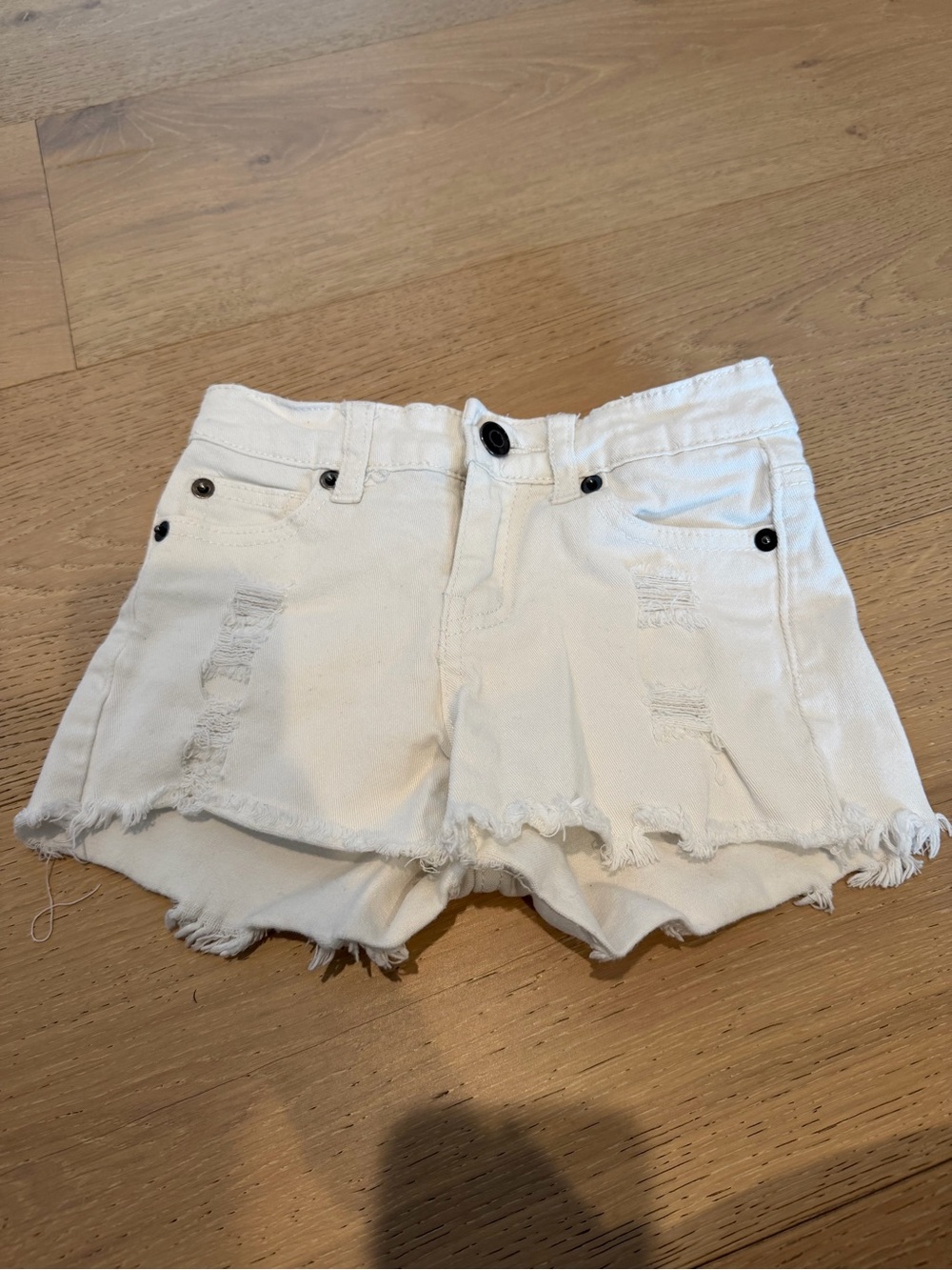 Vintage Havana White Distressed Frayed Hem Kids Denim Shorts